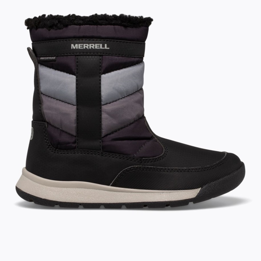 Big Kid's Alpine Puffer Vanntett Støvel Merrell Svart Grå