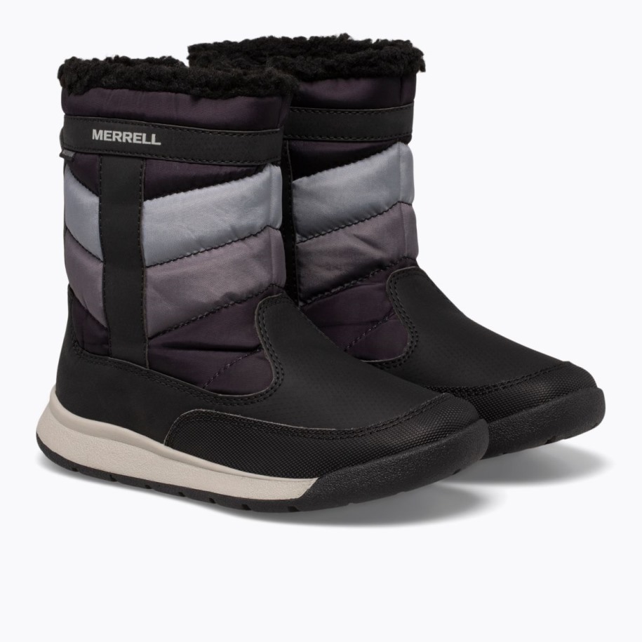 Big Kid's Alpine Puffer Vanntett Støvel Merrell Svart Grå