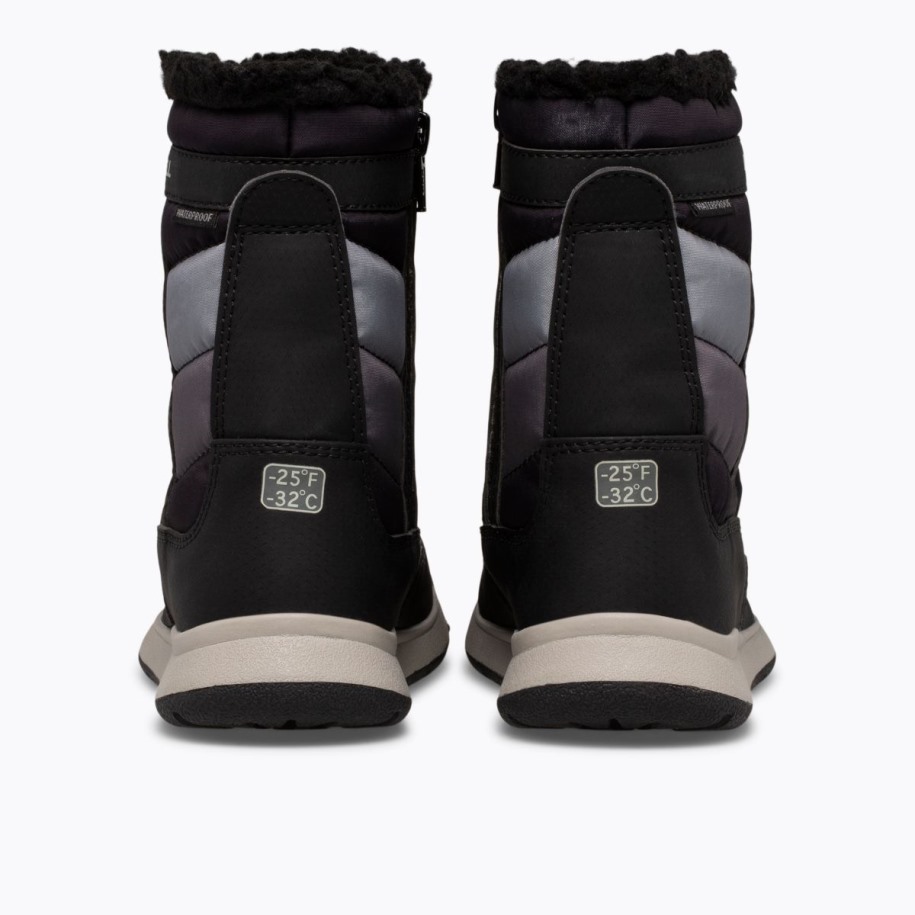 Big Kid's Alpine Puffer Vanntett Støvel Merrell Svart Grå