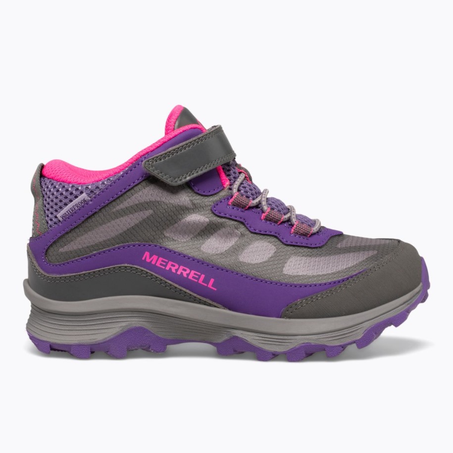 Merrell Big Kid's Moab Speed Mid A/c Vanntett Grå Rosa Lilla