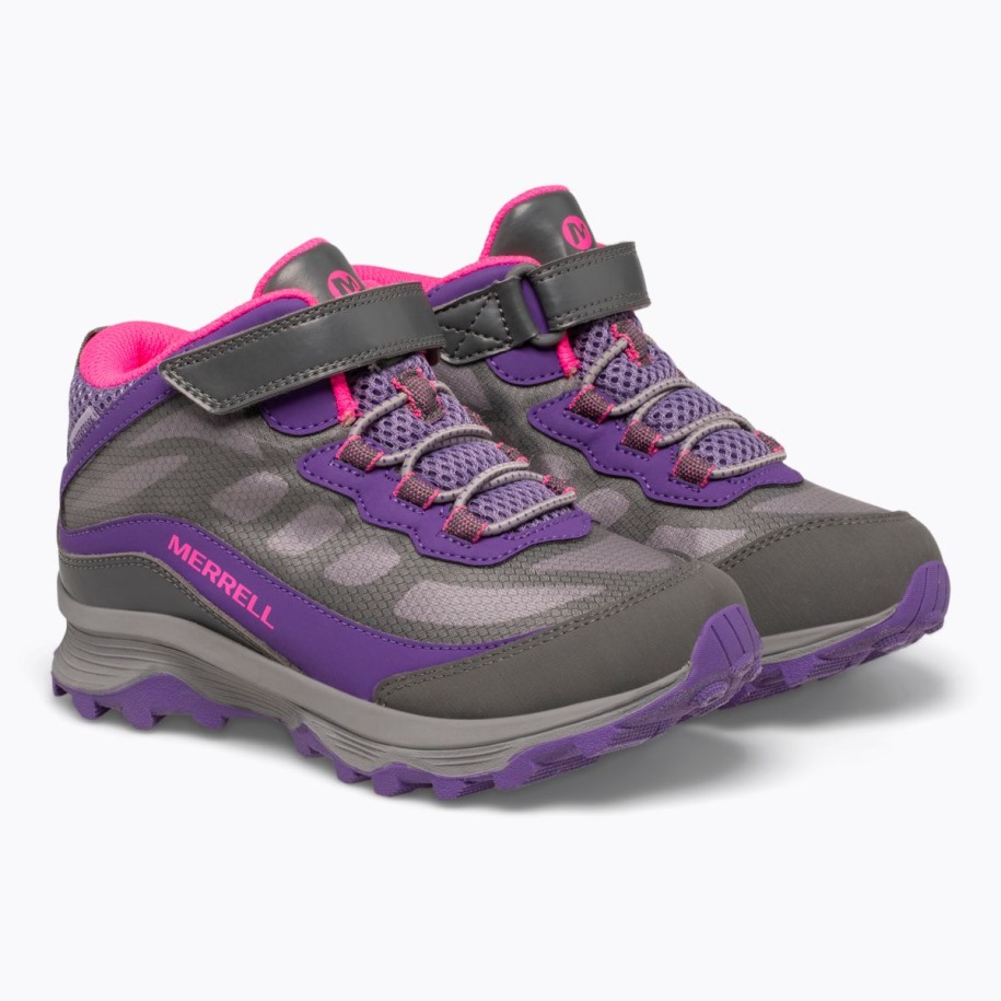 Merrell Big Kid's Moab Speed Mid A/c Vanntett Grå Rosa Lilla