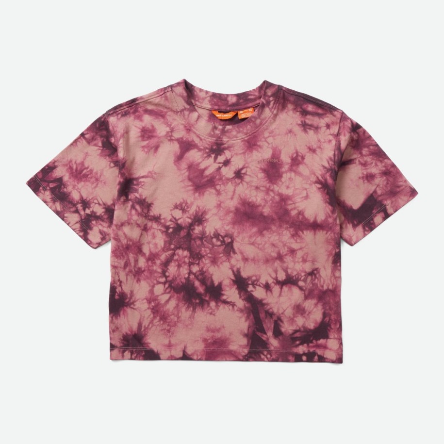 Merrell Burgunder Tie Dye Solbakt Bue-t-skjorte For Kvinner