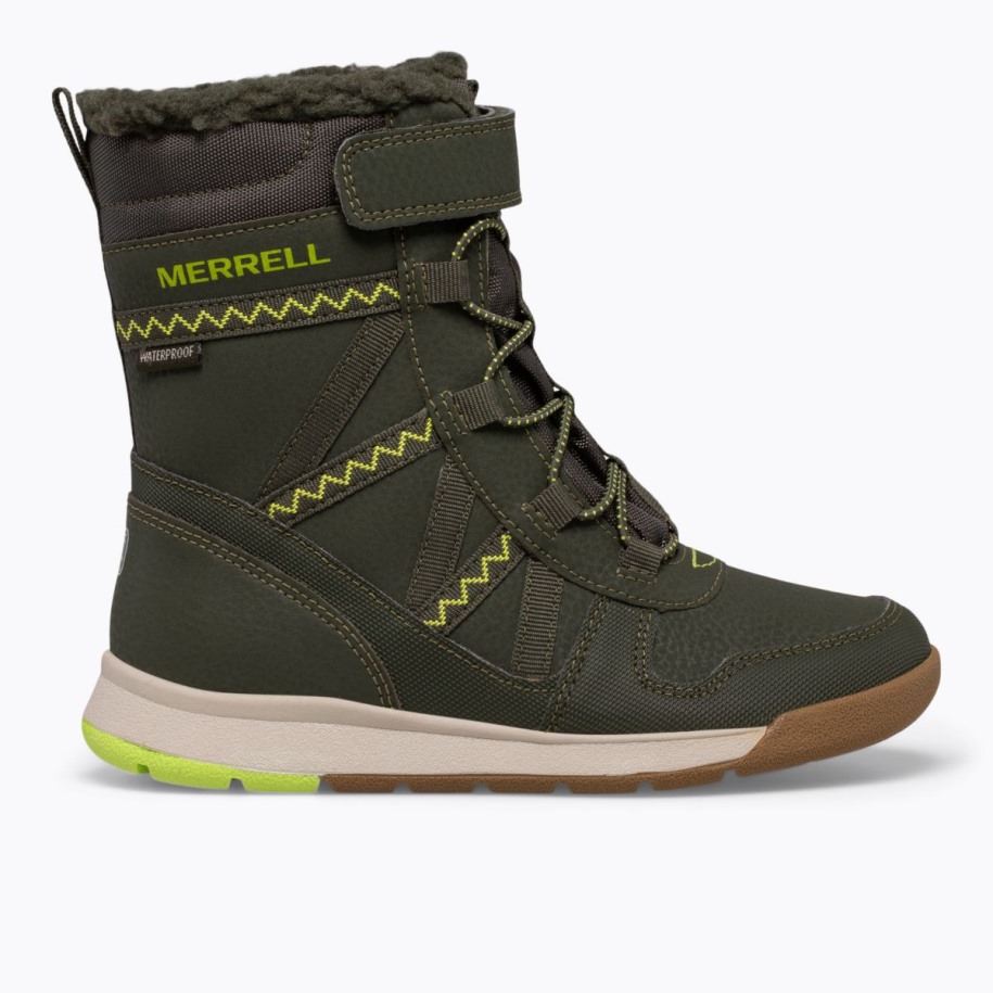 Merrell Olive Lime Little Kid's Snow Crush 2.0 Vanntett Støvel