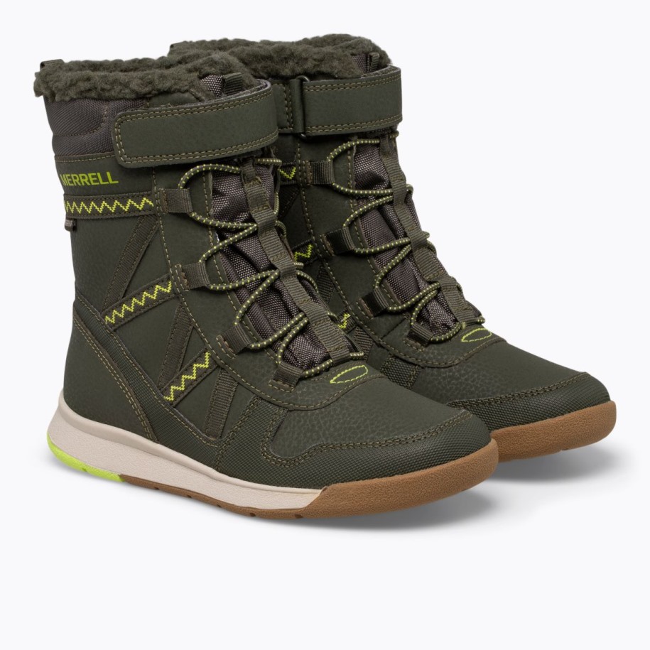 Merrell Olive Lime Little Kid's Snow Crush 2.0 Vanntett Støvel