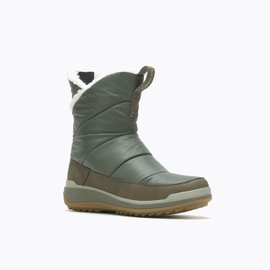 Merrell Oliven Snowcreek Sport Mid Zip Polar Vanntett For Kvinner