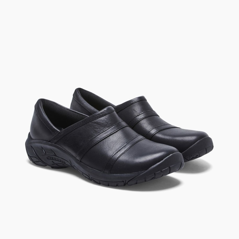 Kvinners Encore Moc 4 Lær Bred Bredde Merrell Svart