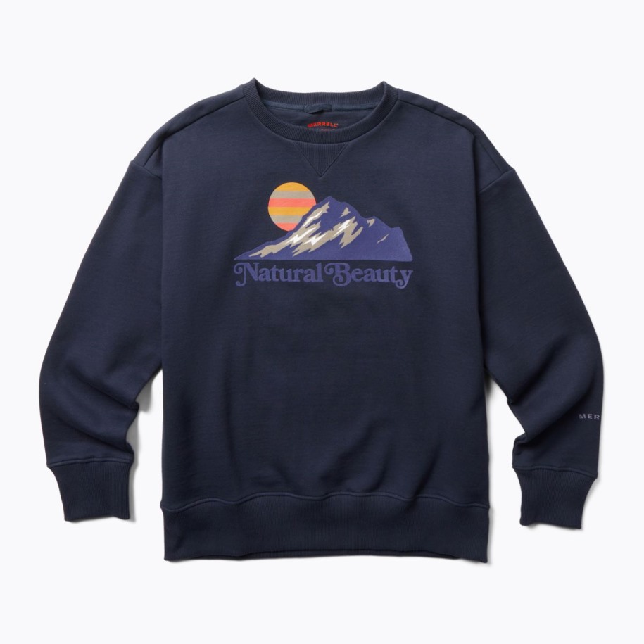 Kvinners Naturlige Skjønnhet Fleece Med Rund Hals, Marineblå Merrell